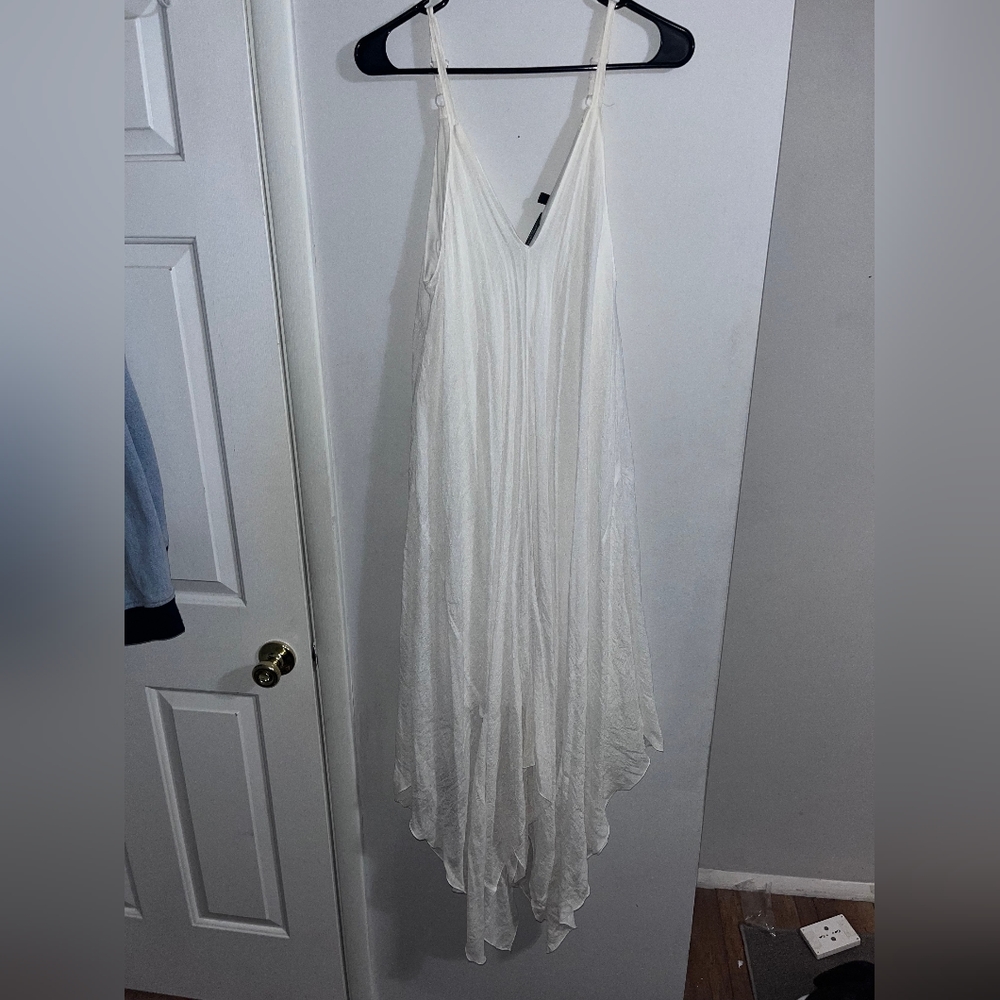 White Flowy T Shirt Dress